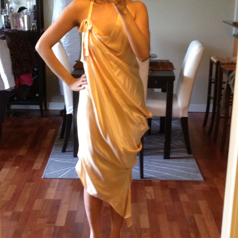 Bebe runway dress - nude asymmetrical hem